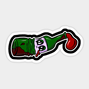 Drunken Bottle of Wine Cartoon Sticker